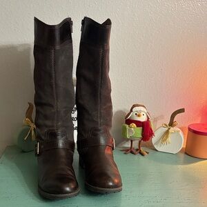Elegant Brown Timberland Leather Knee-High Boots SZ 9.5 wos box 167